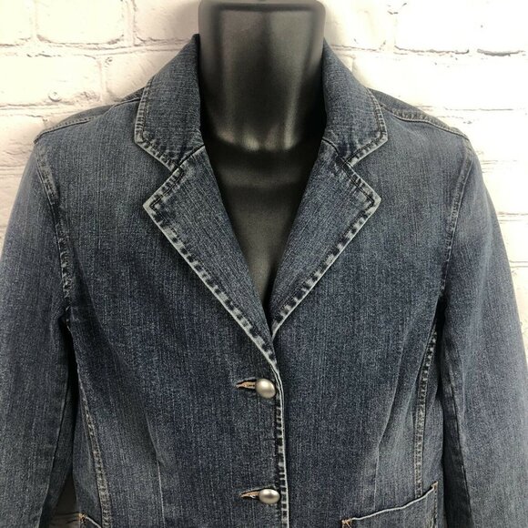 Sonoma Stretch Denim Jacket Medium Casual Blue Jean - Picture 3 of 7